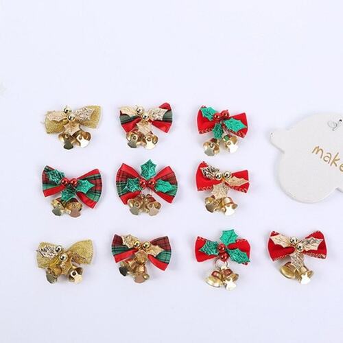 New 10PCS/Set Christmas Tree Bow Christmas Ornaments Bell 4