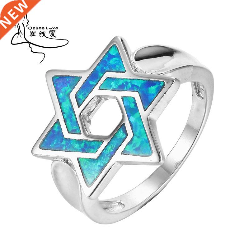 Star of Davd Rng Cool Punk srael Jewsh Male Jewelry Bl