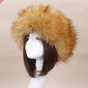 Man Women Fur Hats Tick Fuffy Warm Fox Fur Hat Headband Autu