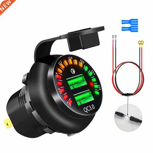 Car Charger Motorcycle Vehicle With Voltmeter Interior Mobil
