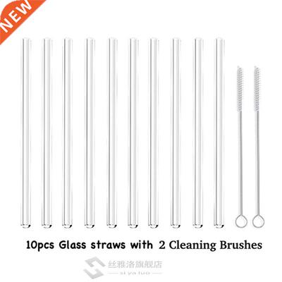 10PCS Glass Straws Clear Straight - Perfect Reusable Straw