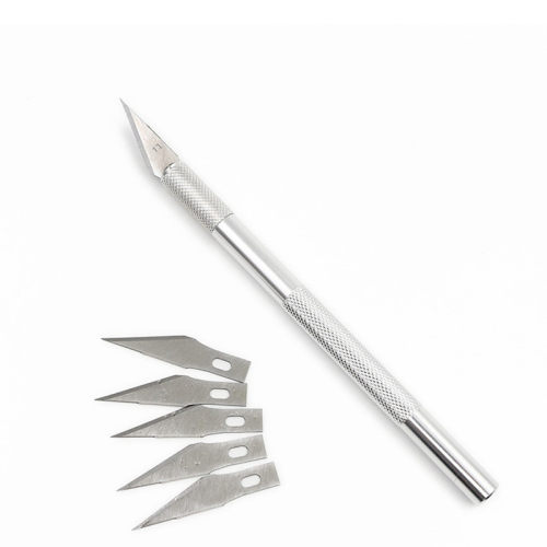 New 1 SET Metal Handle Scalpel Blade Wood Paper Cutter Craft