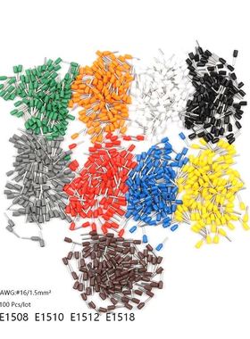 100pcs E1508 E1510 E1512 E1518 Insulated Ferrules Terminal B