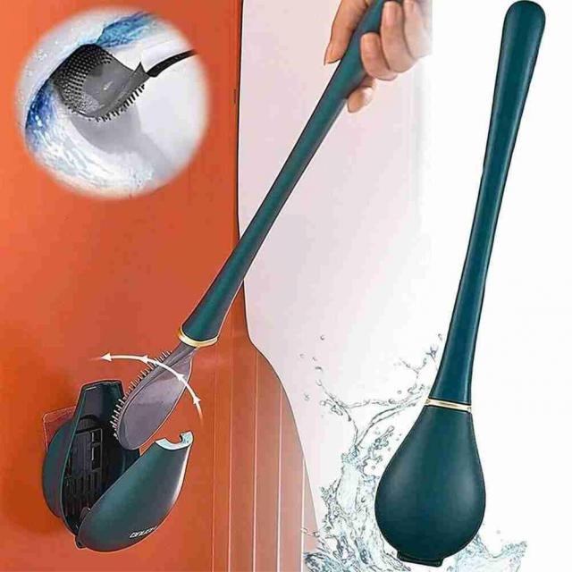 1Pcs Silicone Toilet Brush Rubber Head Holder Wall-mount Toi