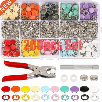 100/200 Set 10 Color Metal Sewing Buttons Hollow/Solid + Pli