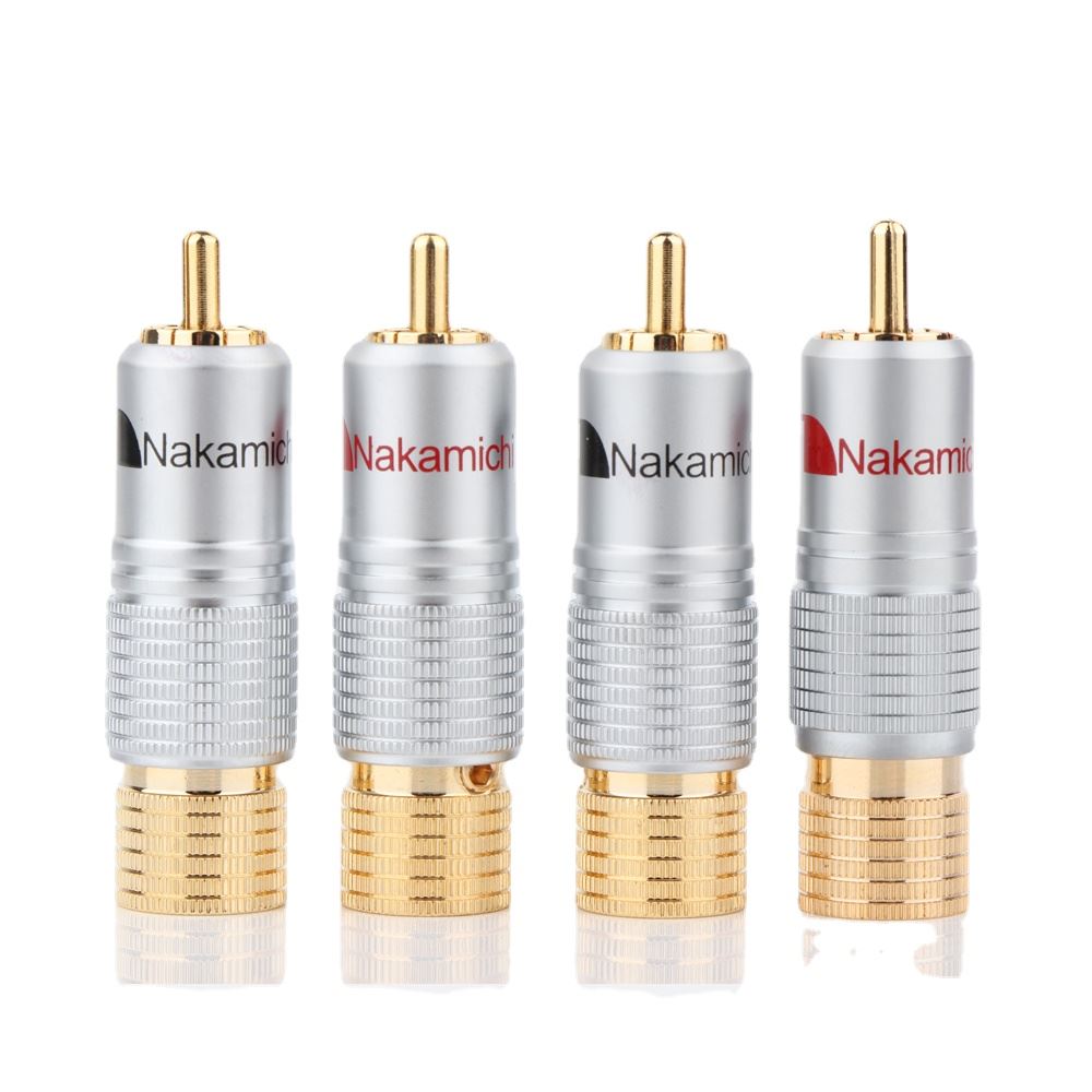 4Pcs 24K Glod Plated RCA Plug Nakamichi Audio Cable Connecto