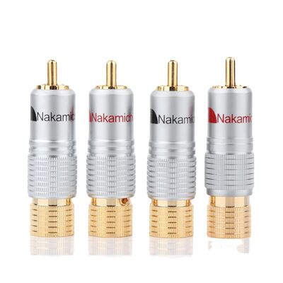 4Pcs 24K Glod Plated RCA Plug Nakamichi Audio Cable Connecto