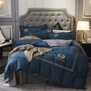 denisroom Full Cotton Pure bedding set Solid Color Satin Sim