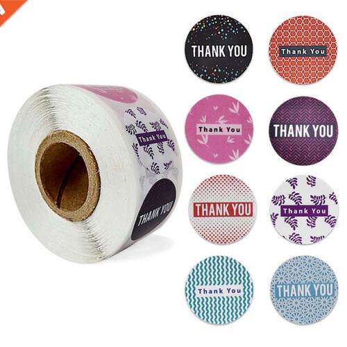 100-500 Pcs 8 Styles Round Thank You Sticker Seal Label Scra