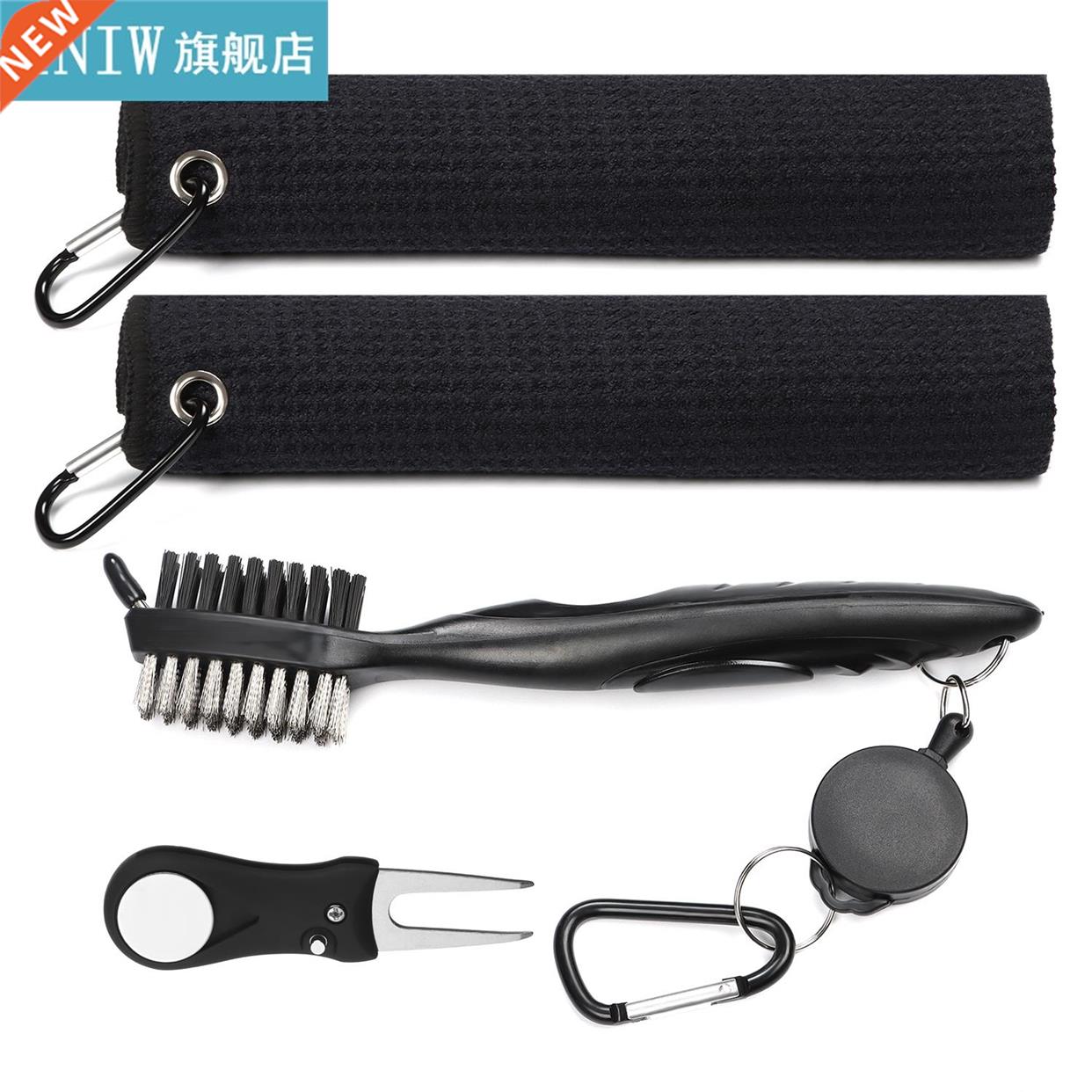 1Set Gf Towels/Brush/Divot Cleaning Kits Waffle Pattern Go