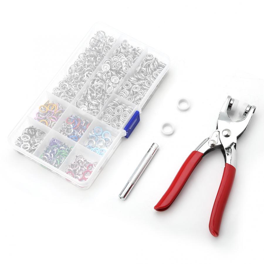 200 Sets Snap Fasteners Kit Tool 9.5mm Metal Snap Buttons Ri