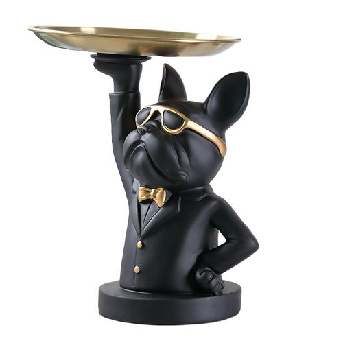 Cute Bulldog Statue Table Decor Fashionable Squirrel Sculptu