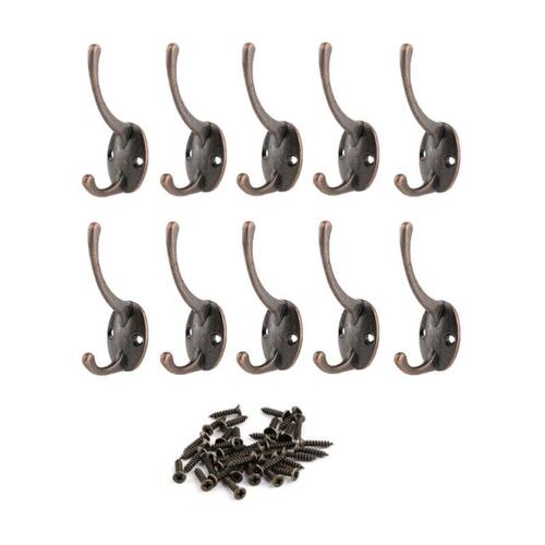 10Pcs/set Alloy Vintage Wardrobe Hook Bathroom Coat Hat Hook
