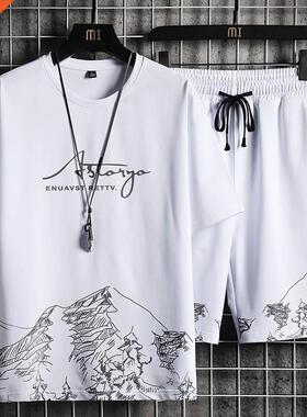 Men's T-shirt + Shorts Set Summer Breathable Casual T sh