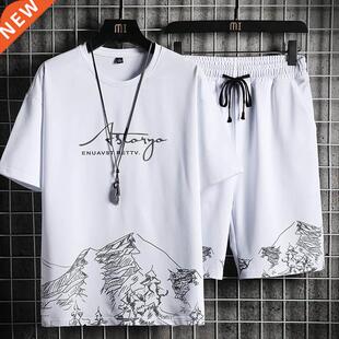 Men's T-shirt + Shorts Set Summer Breathable Casual T sh
