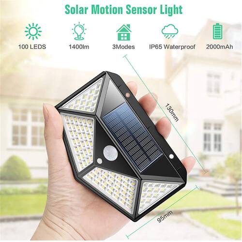 Outdoor 100 LED Solar Light With Motion Sensor Waterproof Su