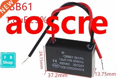 1pcs CBB61 1.8uF 450VAC starting capacitance AC Fan Capacito