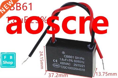1pcs CBB61 1.8uF 450VAC starting capacitance AC Fan Capacito