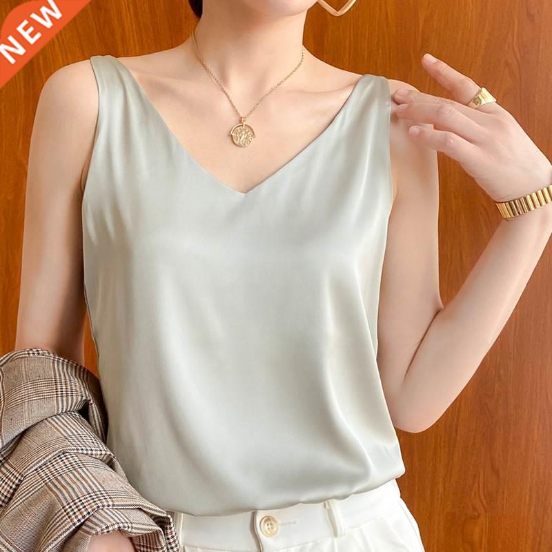 Strap Top Women Halter V Neck Basic White Cami Sleeveless Sa