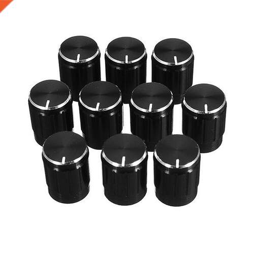 10Pcs Black Alloy Potentiometer Knob Cap Volume Control Knob
