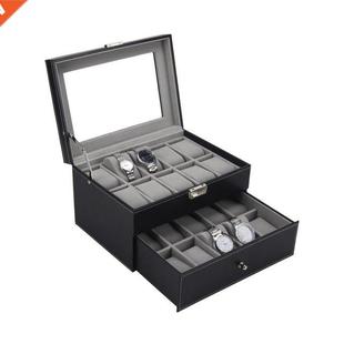 PU Leather Double Layers 20 Grids Slots Watch Box Watches Co