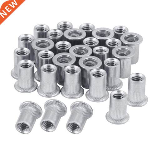 00Pcs Aluminum Alloy Rivet Nut Flat Head Threaded Rivet Ins