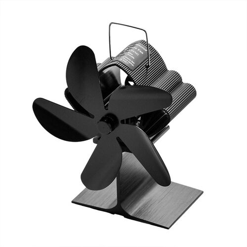 New Fireplace 5 Blades Heat Powered Black Stove Fan Log Wood