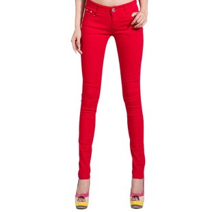 Pants Women Elastic Pencil Jeans Pants Candy Colored Mid Wai