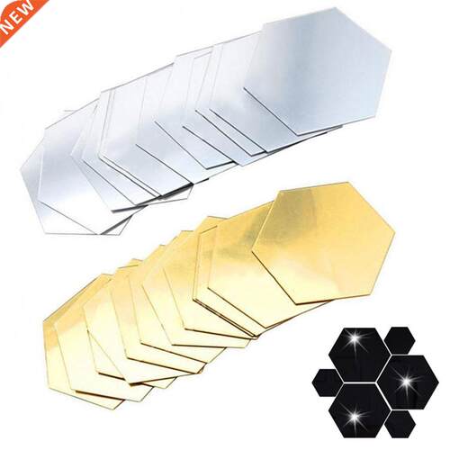 12Pcs D Acrylic Mirror Wall Sticker Home Decor Hexagon Deco