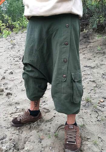 Men Harem Pants Casual Bloomers Loose Long Trouser for Men J
