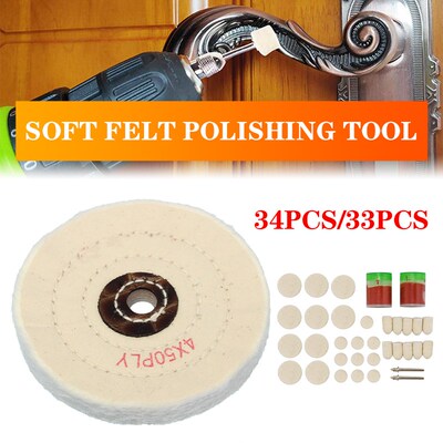 33/34pcs Wool Polishing Wheel Soft Kits Felt Polishing Buffi