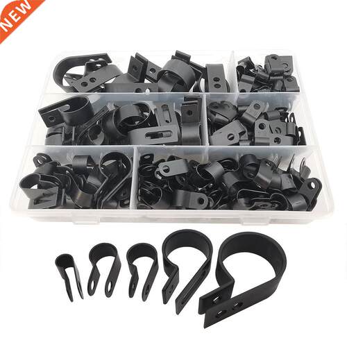 200Pcs/Box Plastic Nylon R Type Cable Clamp Electrical Manag