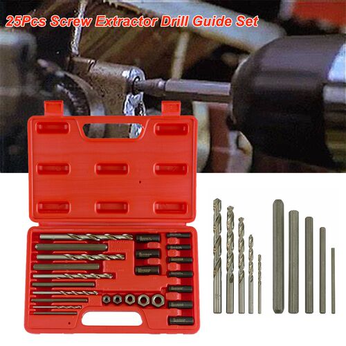 25Pcs Screw Extractor Drill Guide Set Remove Broken Screw Bo
