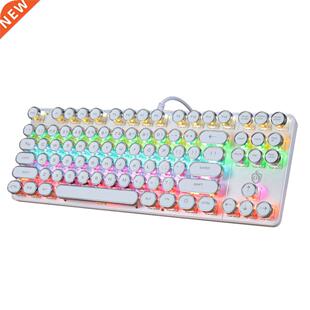 Punk Mechanical Keyboard USB Wired Round Retro Keycap Gaming