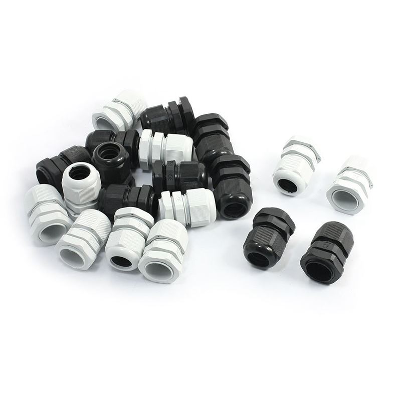 20pcs Cable Range PG16 10-14mm Cables Gland Black White