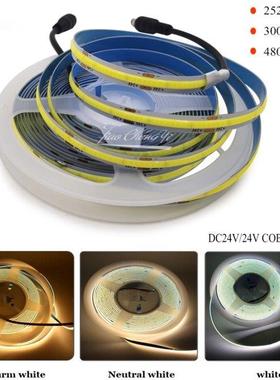 DC12V 24V FCOB Flexible COB LED rip Lights 252 300 480 LED