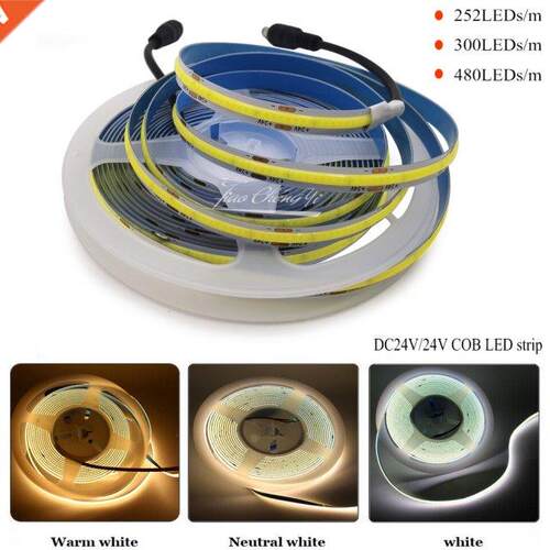 DC12V 24V FCOB Flexible COB LED rip Lights 252 300 480 LED