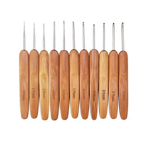 1pc Crochet Hook Bamboo handle Golden Aluminum Crochet Hooks
