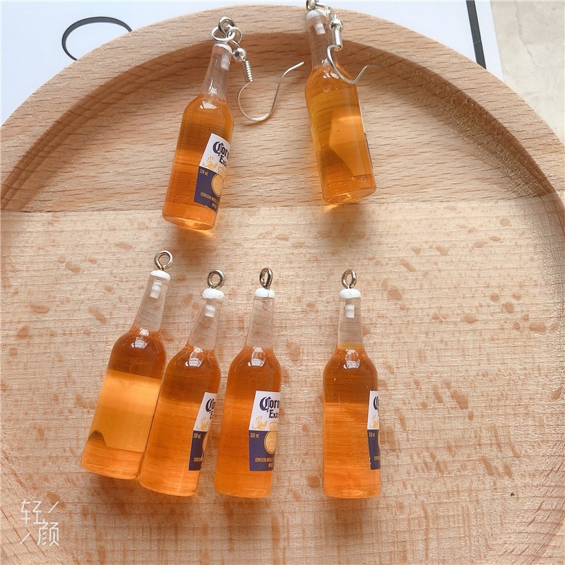 10pcs/pack  Beer Bottle Resin Earring Charms for Rarring Key