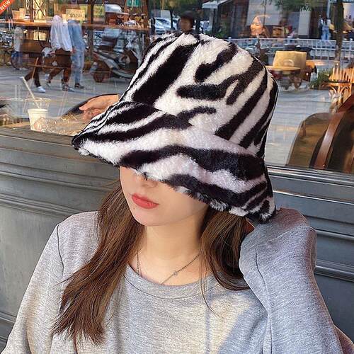 Fashion Faux Fur Winter Bucket Hat For Women Girl Solid Thic