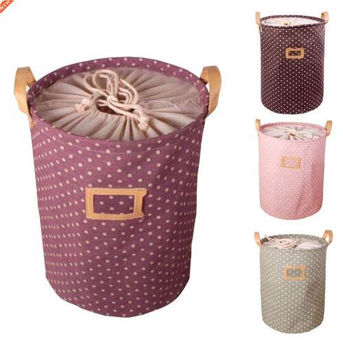 Drawstring Storage Basket With Cover & Handle Clothes Or