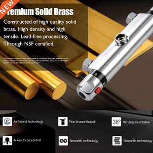 Chrome Thermostatic Bar Shower Mixer Valve Anti Scald Tap