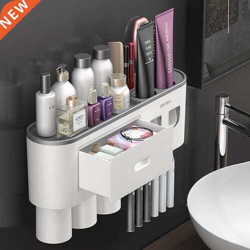 Wall-mounted Toothbrush Holder With 2 Toothpaste Dispenser P