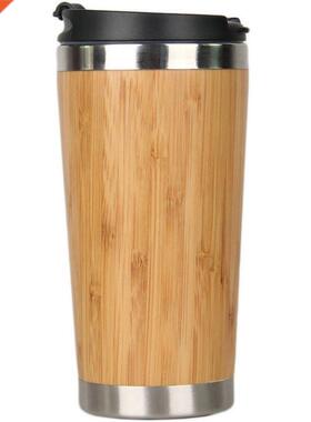 450Ml Bamboo Coffee Cup Stainless Steel Coffee Travel Mug Wi