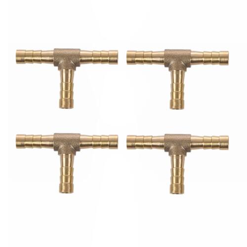 4Pcs Air Fuel Water 3-Way Brass Tee T Fitting Hose Barb Conn