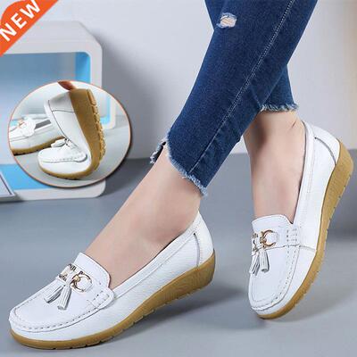 Women Flats Dance Shoes Leather Breathable Moccasins Women B