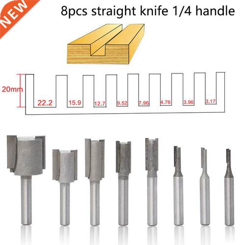 8Pcs Woodworking Cutter Set 6.35mm Shank Straight Woodworkin