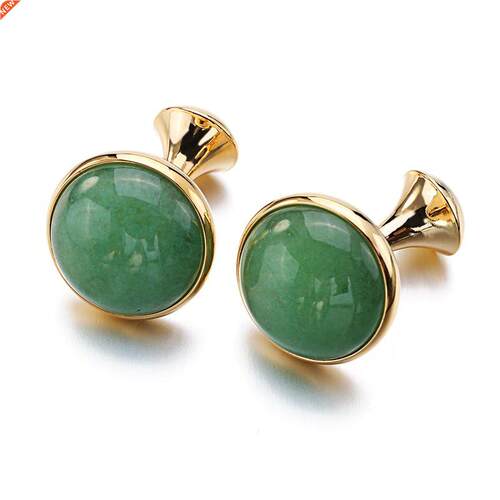 Low-key Luxury Opal Cufflinks for Mens Gold Color Plated Hig