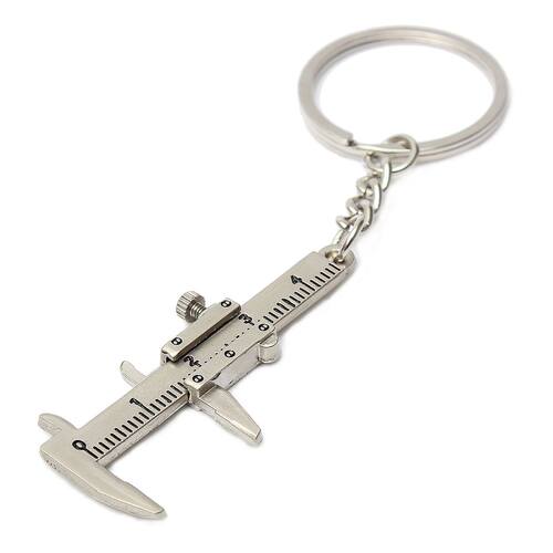 Silver Simulation Vernier Caliper Model Ruler Slide Keychain