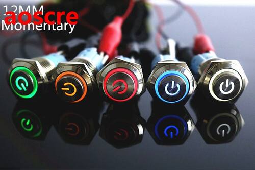 12mm metal push button switch With light Momenty LED lamp